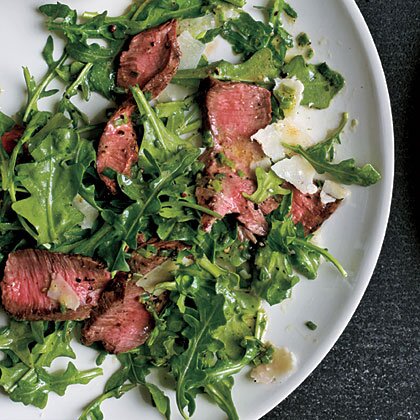 Grilled Steak With Baby Arugula Parmesan Salad Recipe Myrecipes