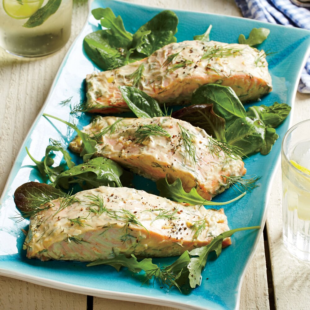 Roasted Salmon With Dijon Dill Sauce Recipe Myrecipes