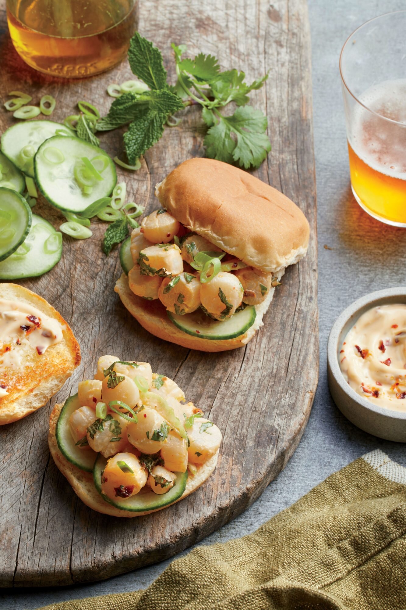 Bay Scallop Salad Sliders With Chile Mayo Recipe Coastal Living Myrecipes