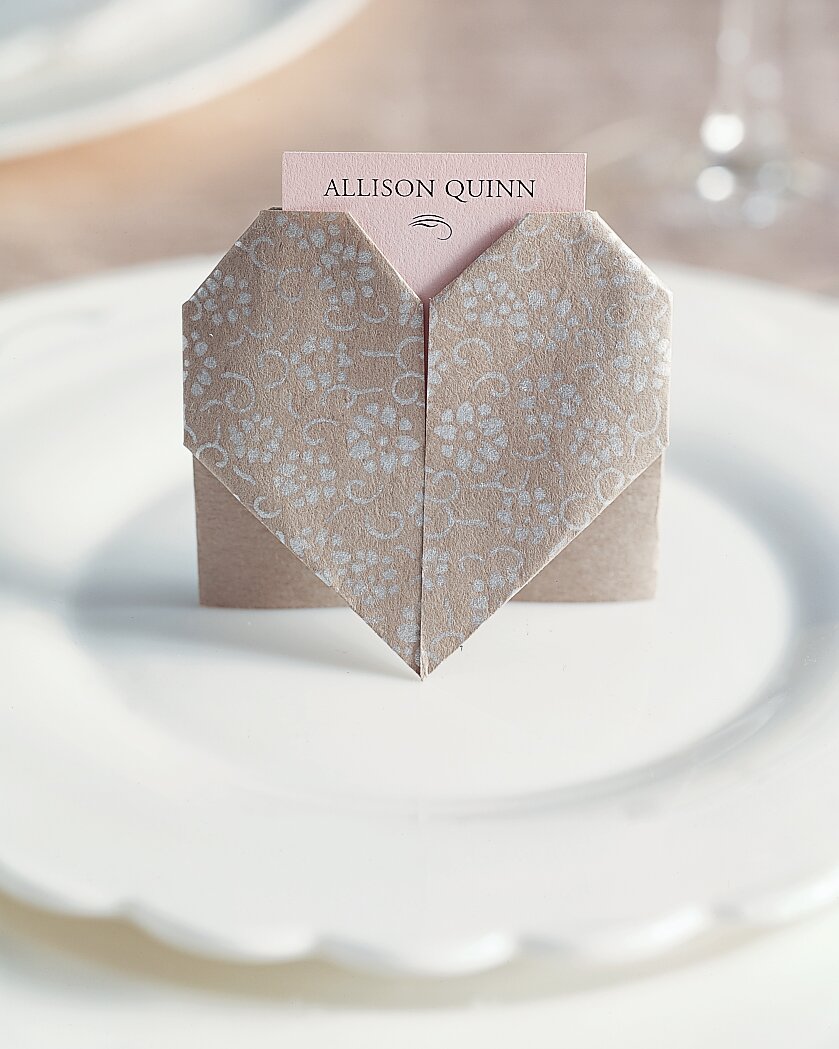 Paper Heart Place Cards Martha Stewart Weddings