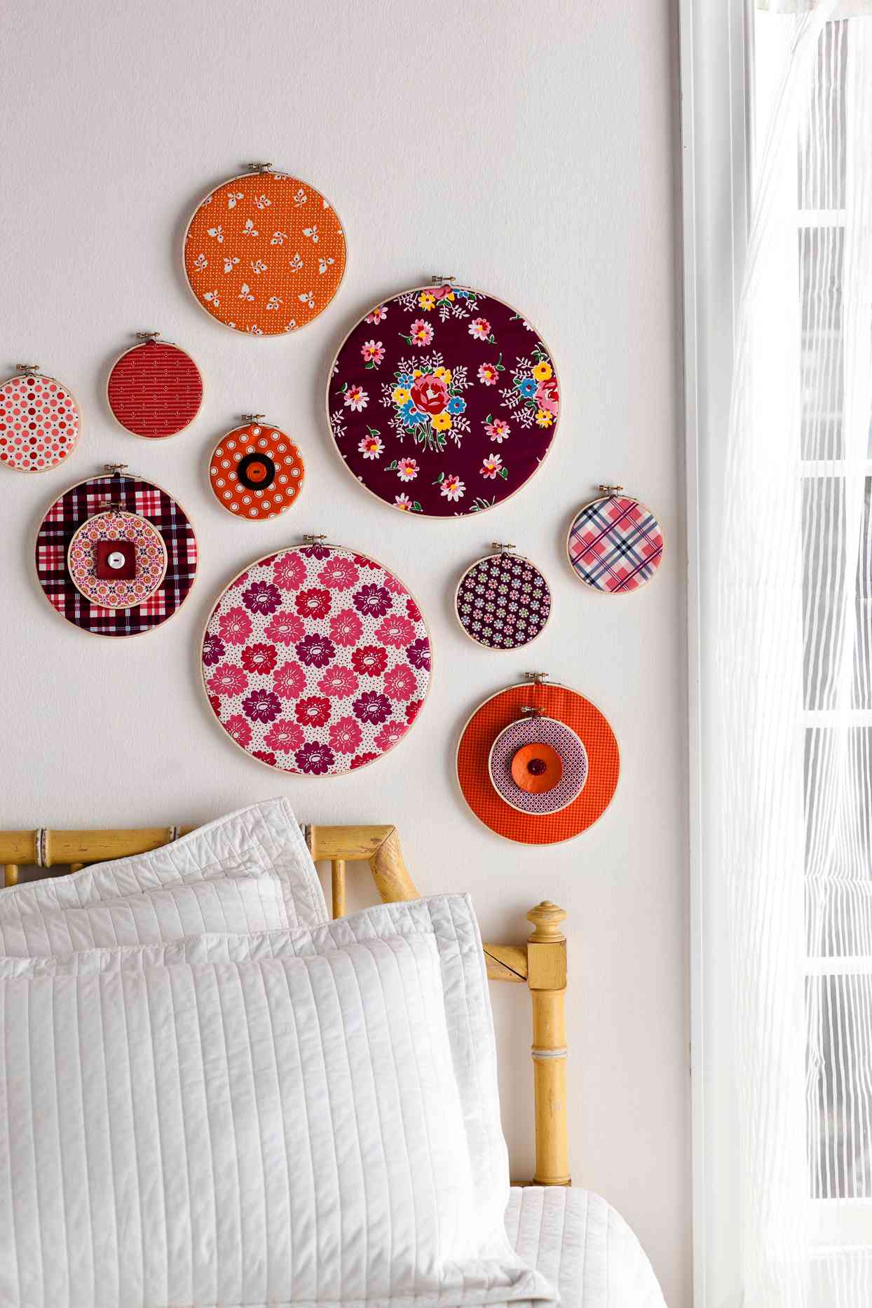 fall wall decor embroidery circles