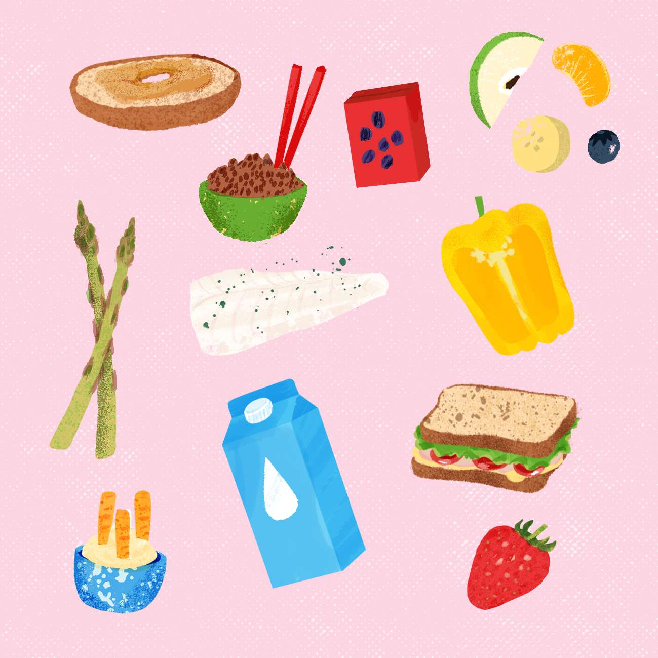 illustration of food items for ages 4-6