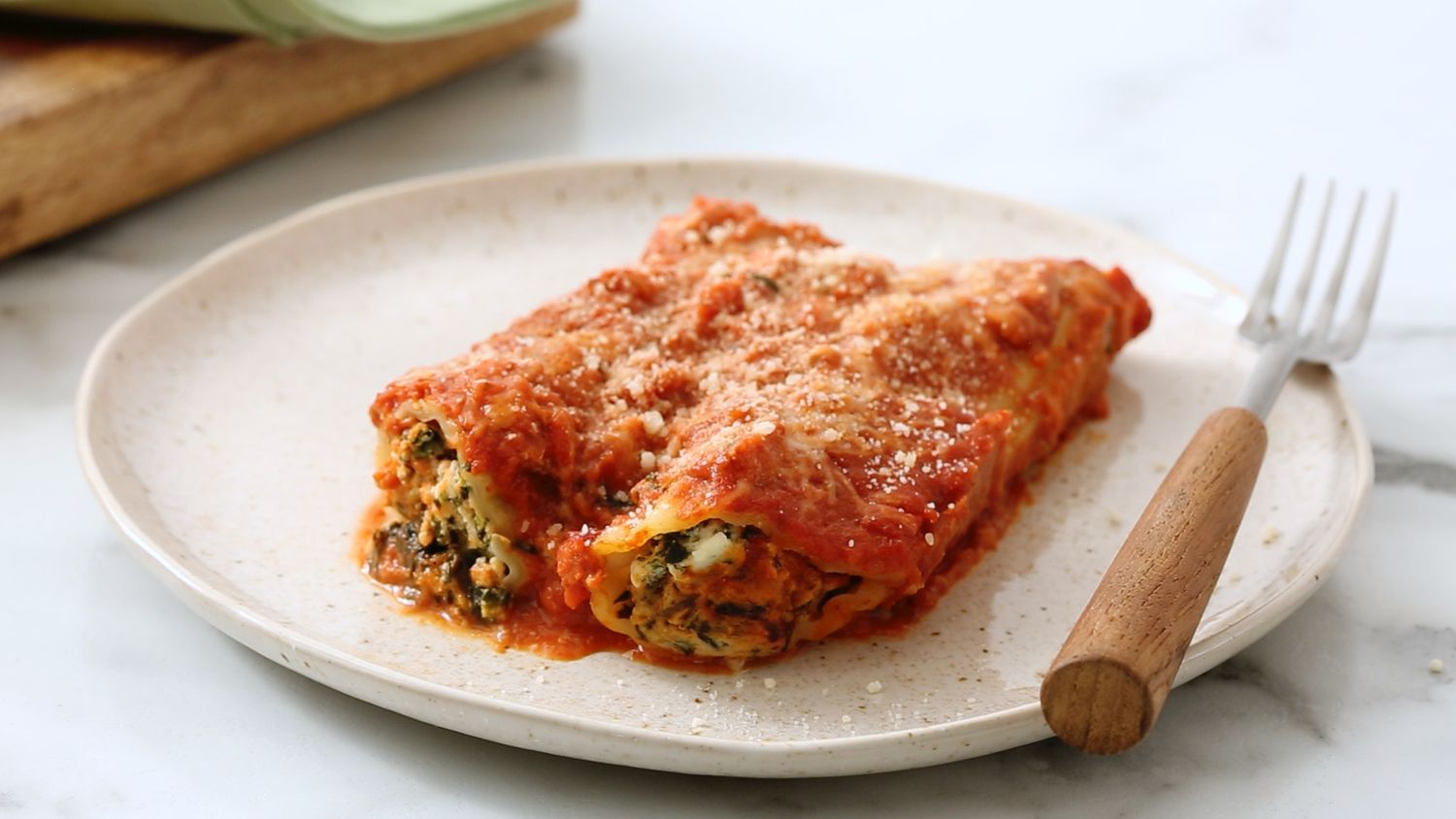 Spinach Manicotti in Creamy Tomato Sauce Recipe | Martha Stewart