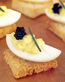Deviled Eggs on Toast with Caviar 