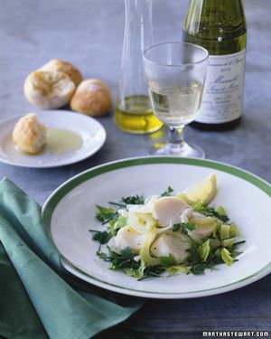 White Wine-Poached Scallop and Herb Salad