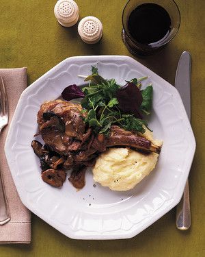 Veal Chops with Creamy Mushroom Sauce and Mashed Potatoes 