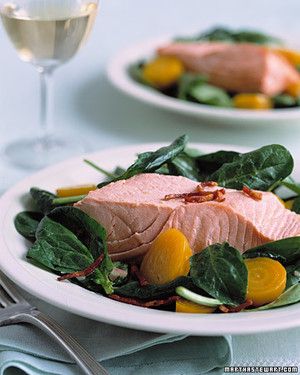 Salmon and Golden Beet Salad with Crisp Bacon 