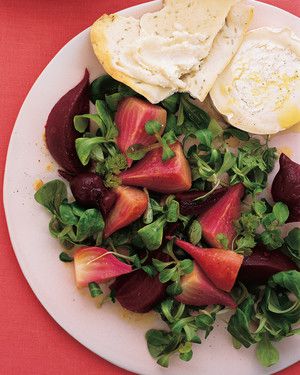 Beet and Mache Salad with Aged Goat Cheese 