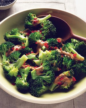 Steamed Broccoli with Miso-Sesame Sauce 
