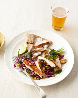 Red Cabbage Salad with Spicy Grilled Chicken and Pepitas 