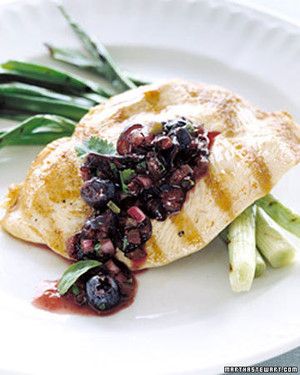 Grilled Chicken with Blueberry-Basil Salsa 