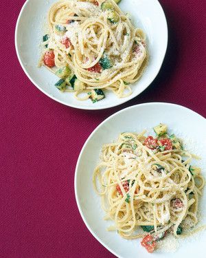 Roasted Zucchini and Tomato Pasta 