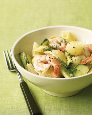Shrimp Pasta Salad with Cucumber and Dill 