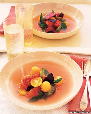 Tomato, Cantaloupe, and Basil Salad with Tomato Water 