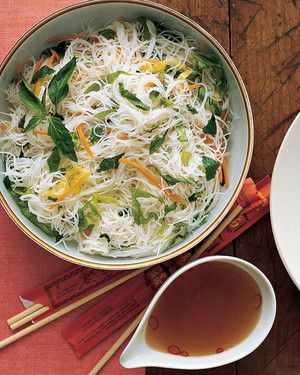 Rice Noodles with Scallions and Herbs 