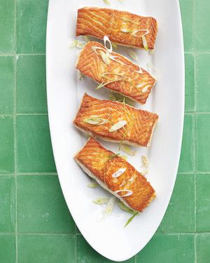 Seared Salmon with Horseradish and Scallions 