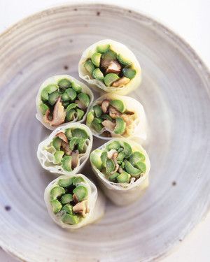 Wasabi Spring Rolls with Warm Asparagus and Shiitake Mushrooms 