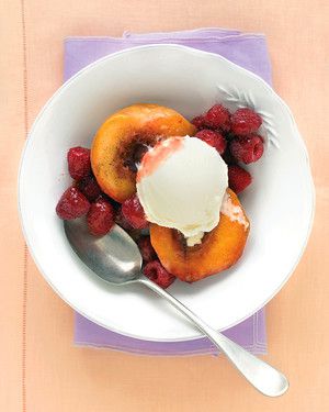 Vanilla-Roasted Peaches with Raspberries 