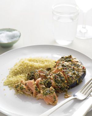 Marinated Salmon Steaks with Couscous 