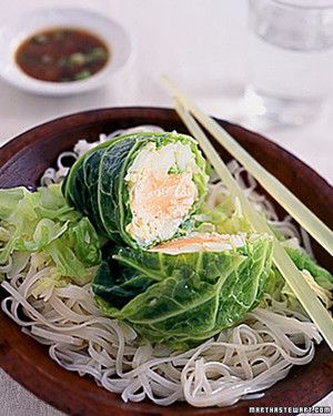 Salmon Steamed with Savoy Cabbage 