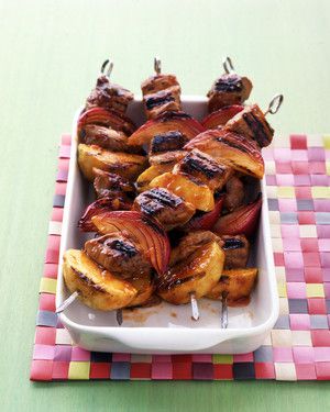Barbecued Pork-and-Apple Kebabs 