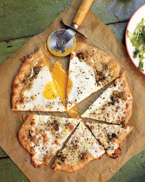 Pizza with a Sunny-Side-Up Egg and Herb Garden Pesto 