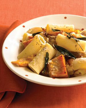 Rigatoni with Roasted Pumpkin and Goat Cheese 