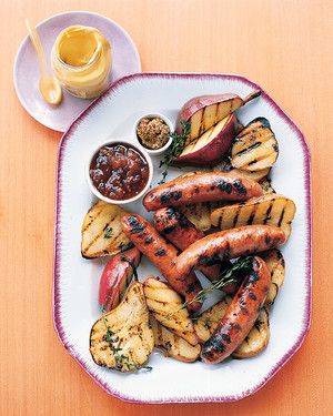 Grilled Chicken Sausage with Pears 