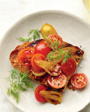 Mixed Tomatoes with Balsamic and Dill Bruschetta 
