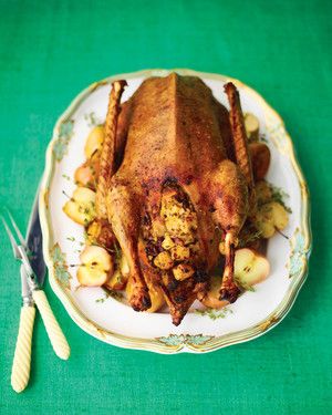 Crisp Goose with Dried Cherry-Sourdough Stuffing 