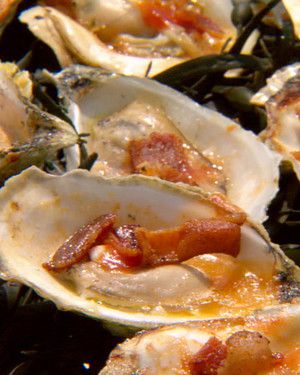 Barbecued Oysters with Bacon and Garlic Butter 