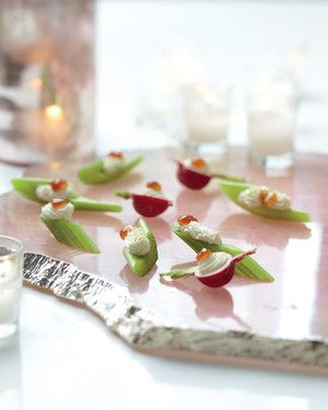 Radishes and Celery with Cream Cheese and Fig Jam 