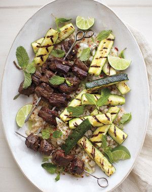 Grilled Beef Skewers with Zucchini and Mint
