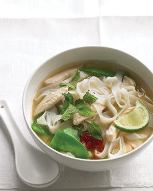 Asian Noodle Soup with Chicken and Snow Peas 