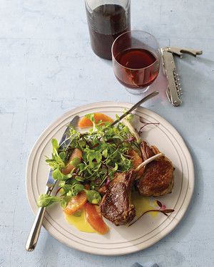 Lamb Chops with Citrus Sauce and Baby Mache Salad 
