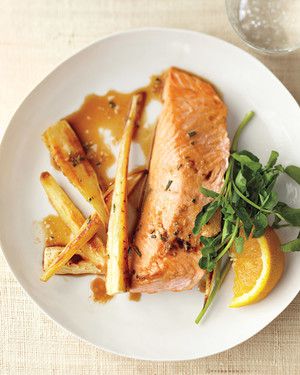 Roasted Salmon with Parsnips and Ginger 