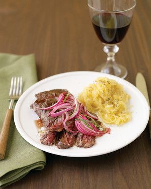 Skirt Steak with Pickled Onion and Spaghetti Squash 