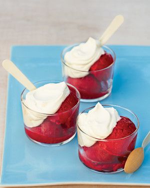 Raspberry Sorbet with Fresh Whipped Cream 