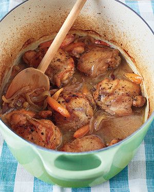 Moroccan Braised Chicken with Carrots and Golden Raisins 