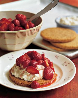 Almond Biscuits with Sweetened Ricotta and Macerated Strawberries 