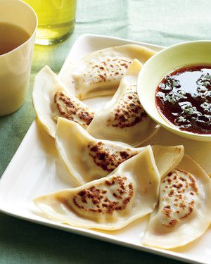 Shrimp Pot Stickers with Sriracha-Ginger Dipping Sauce 