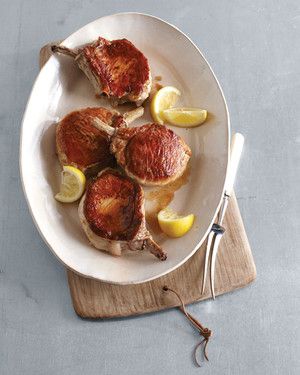 Seared and Roasted Pork Chops with Lemon 