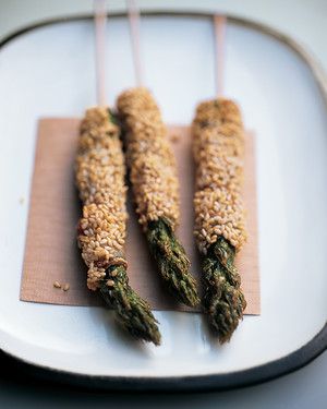 Sesame-Coated Pancetta-Wrapped Asparagus 