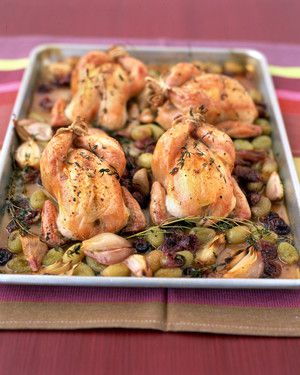 Roasted Cornish Hen and Grapes 