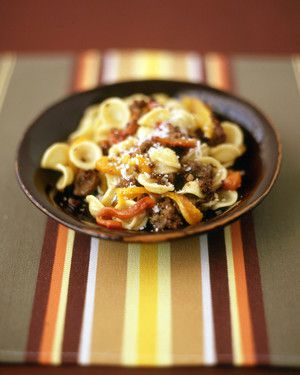 Orecchiette with Sausage and Roasted Peppers 
