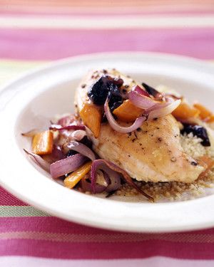 Roasted Chicken Breasts with Carrots and Onions