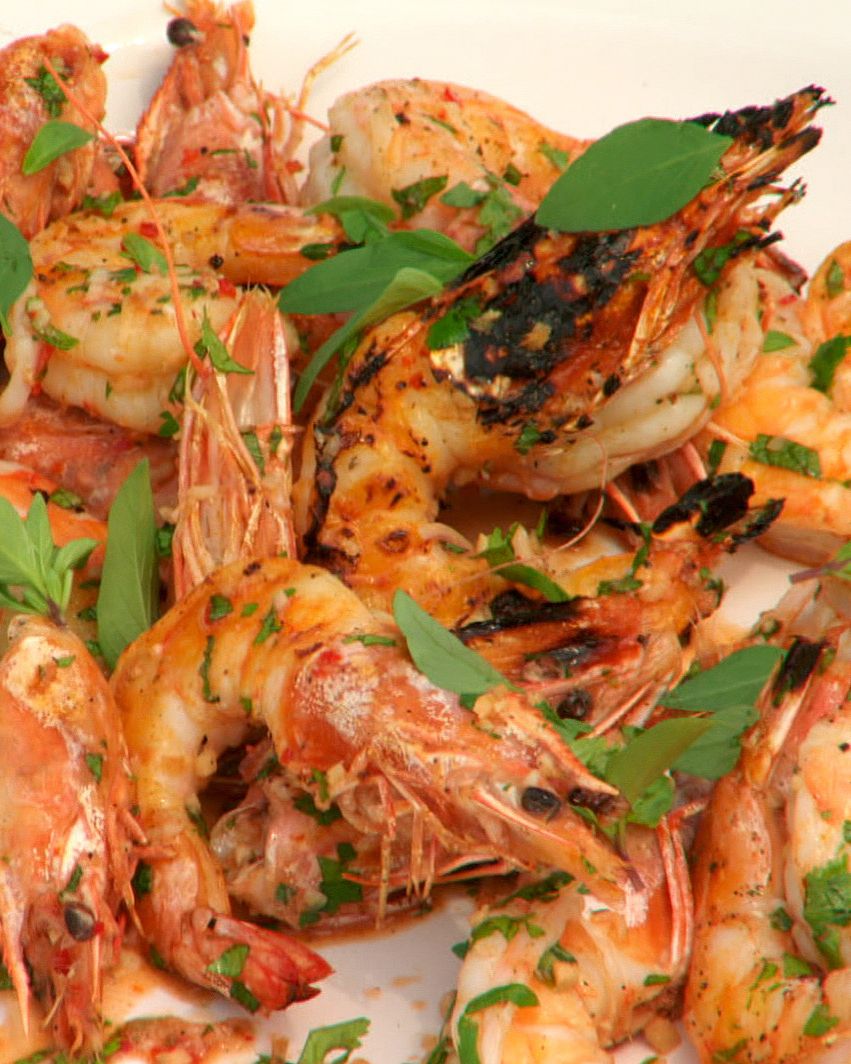 Southeast Asian-Style Grilled Shrimp with Aromatic Herbs