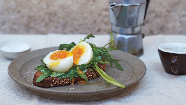 Soft-Boiled Egg Tartines with Green Mayonnaise 