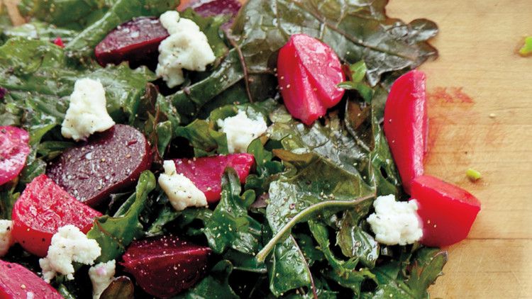 Beet and Kale Salad with Goat Cheese 