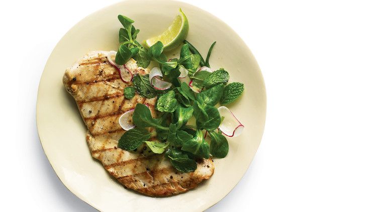 Grilled Chicken with Mint and Radish Salad 